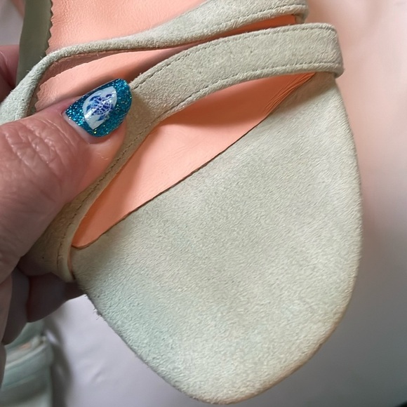 J. Crew Seafoam Green Suede Leather Strappy Heeled Sandals size 7 - Picture 9 of 16